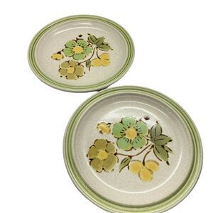 Kilncraft Salad Plate Set Of Two Vintage Dishwasher Safe Retro Chic Green Yellow